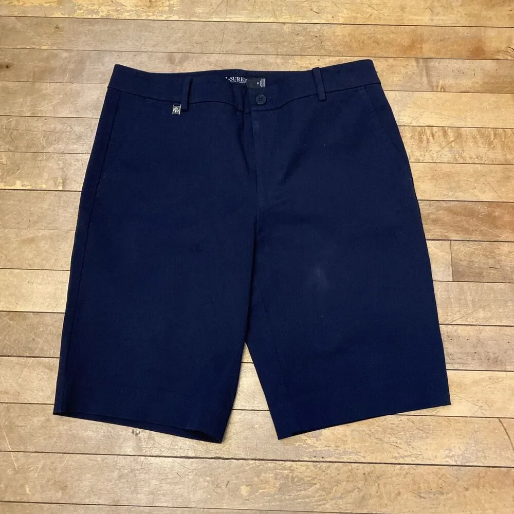 Lauren Ralph Lauren Shorts Womens 6 Black Bermuda Twill Stretch Casual Chino